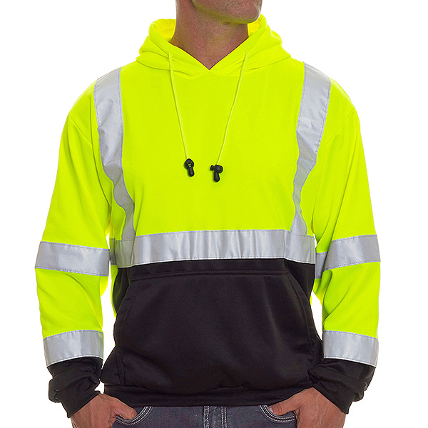 Zip-Up Hoodie High Visibility Safety Sweatshirt Ergodyne GloWear 8372 Large Black Bottom Reflective ANSI Class 3 Zip-Up Hoodie High Visibility Safety Sweatshirt Ergodyne GloWear 8372 Large Black Bottom Reflective ANSI Class 3