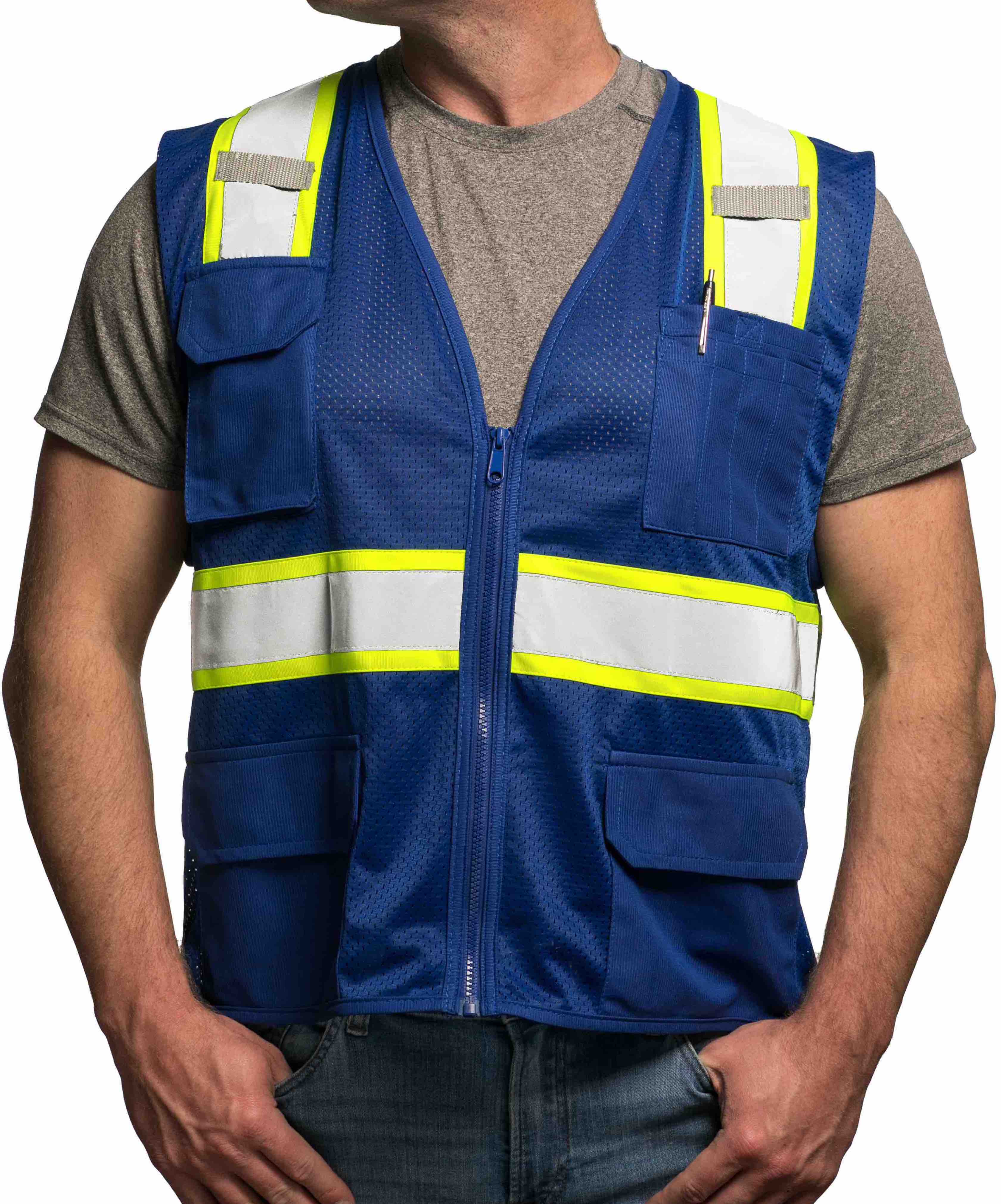 Hi-Viz Brand� 8 Pocket Enhanced-Viz Two-Tone Safety Vest (Royal Blue)