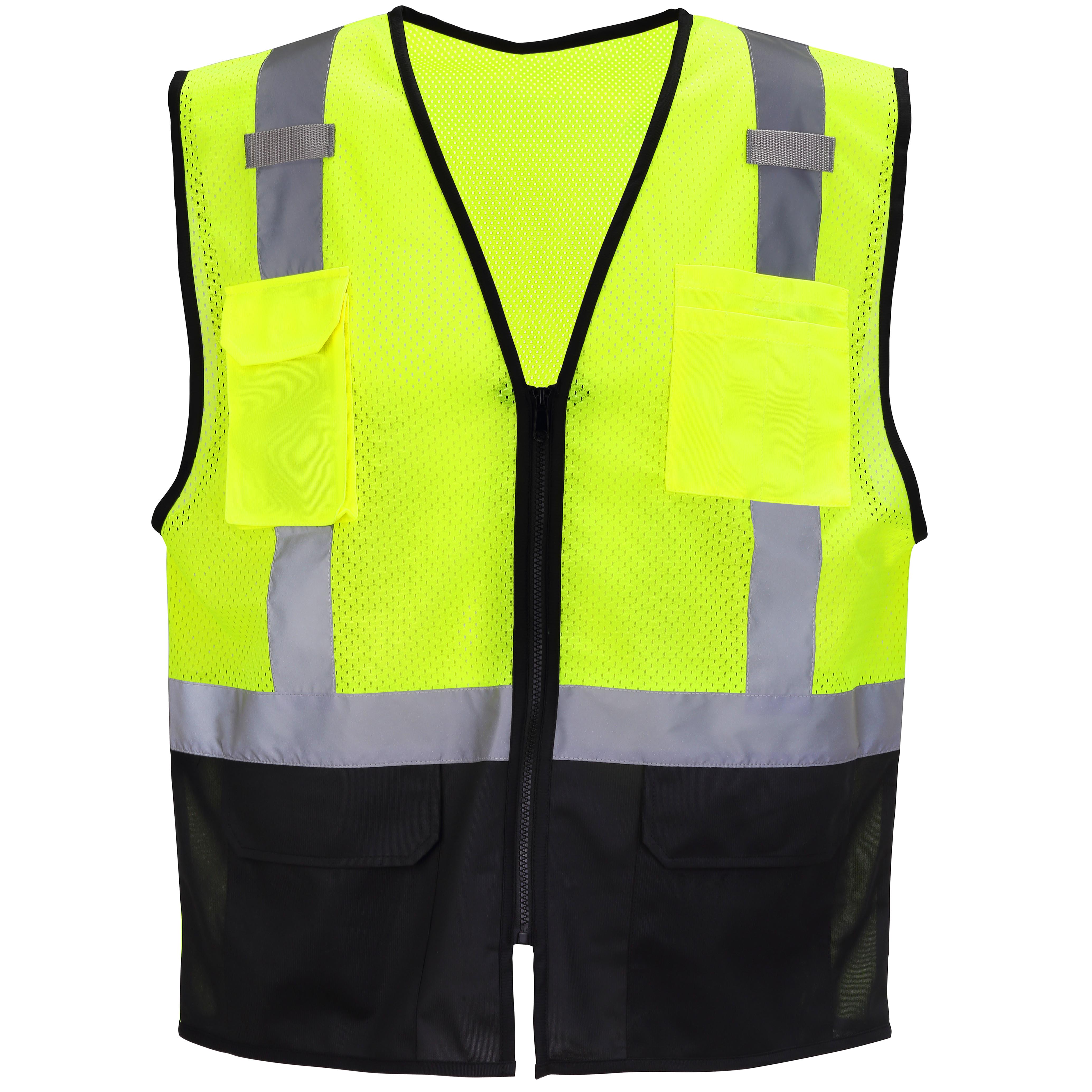 Hi-Viz Brand� 8 Pocket ANSI Class 2 Safety Vest (Black Bottom)