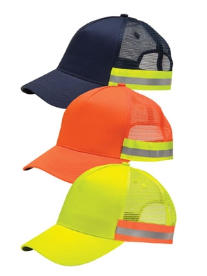 Hi Viz Vis Baseball Cap in rilievo di sicurezza Elmetto giallo arancio riflettente Work PPE 