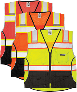 Kishigo Premium Black Series� Heavy Duty Class 2 Safety Vest (Black Bottom)
