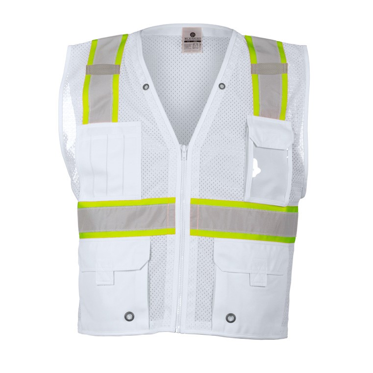 Kishigo Enhanced Visibility Heavy Duty Multi-Pocket Safety Vest (White)
