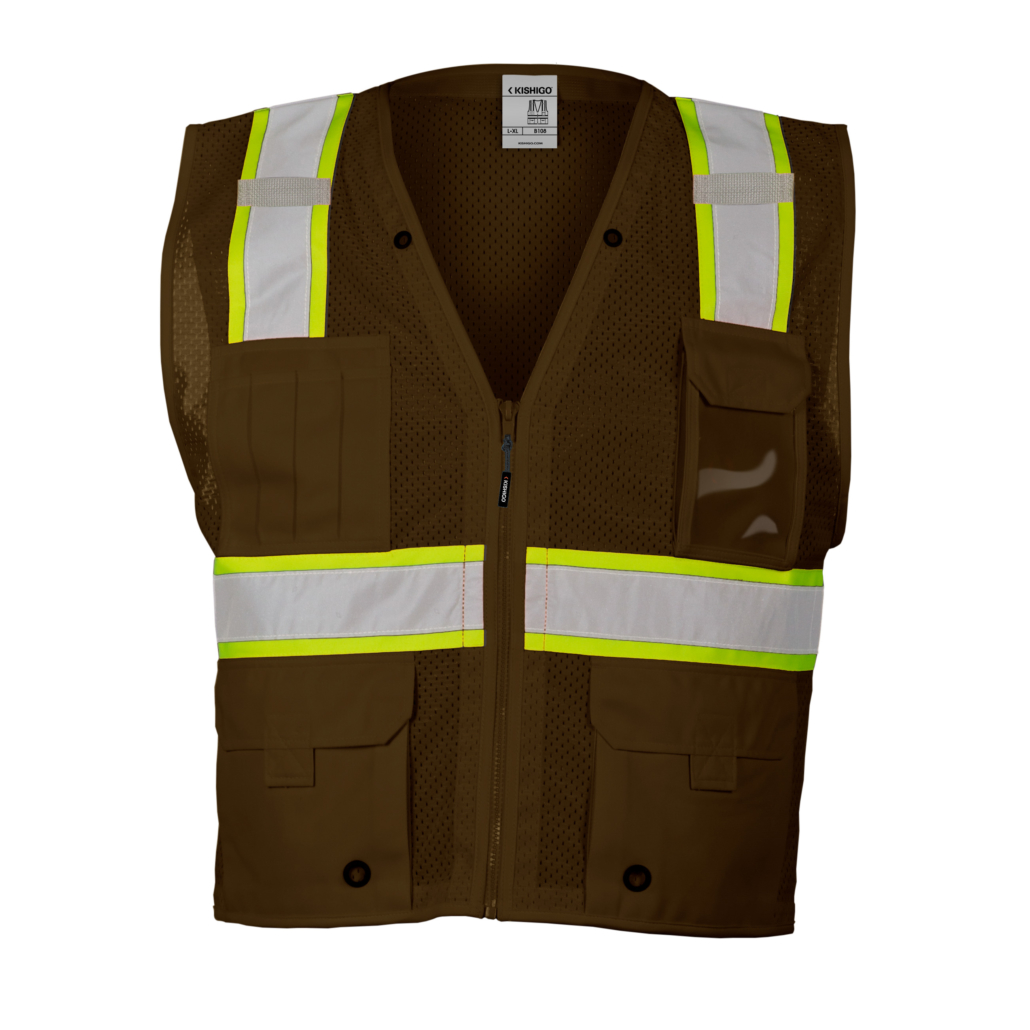 Kishigo Enhanced Visibility Heavy Duty Multi-Pocket Safety Vest (Brown)