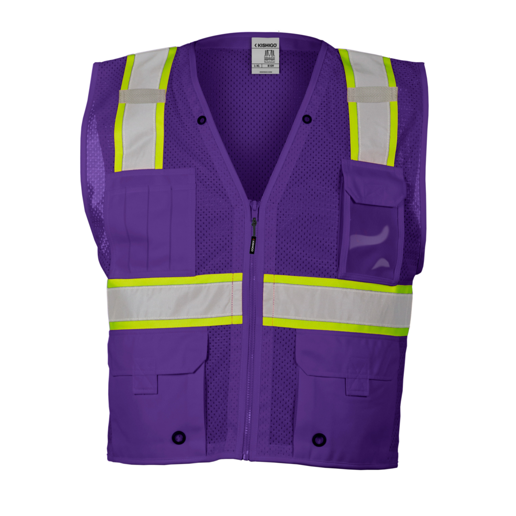 Breathable Mesh Zipper Safety Vest Neon Orange XX-Large Hi-Vis Azusa Safety SVOZ2 XXL 36 High Visibility 