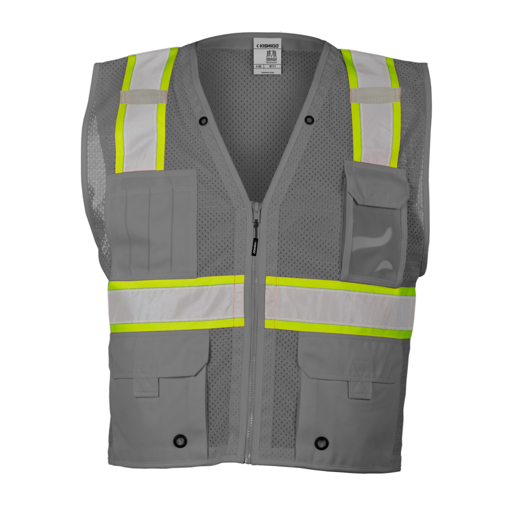 Kishigo Enhanced Visibility Heavy Duty Multi-Pocket Safety Vest (Gray)