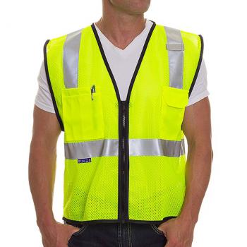 Safety vest with deals pockets and zipper