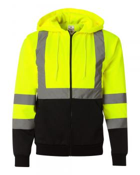  Reflective Apparel High Visibility Full Zip 2-Tone Safety  Sweatshirt - ANSI Class 3, Removable Hood - Lime/Black, Large: Clothing,  Shoes & Jewelry