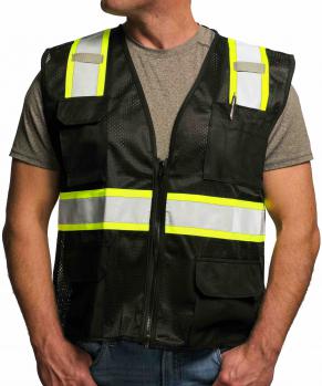 Black safety vests with pockets 2025