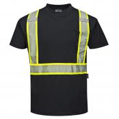 M JORESTECH Safety T Shirt Reflective X in Back High Visibility Short Sleeve Black ANSI Class 1 Type O CSA Class 1 Level 2 TS-14 